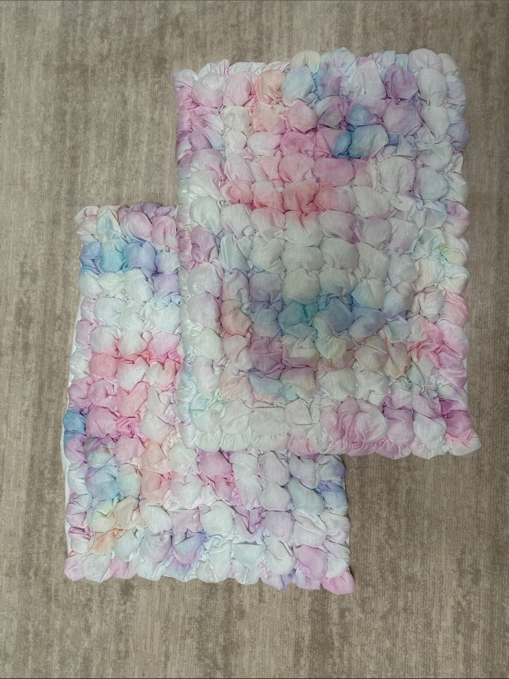 Pottery Barn Teen Pastel Tie-Dye Pillow Covers. Marshmallow quilt sham covers.